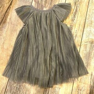 Micro Pleated Flutter Sleeve Party Dress